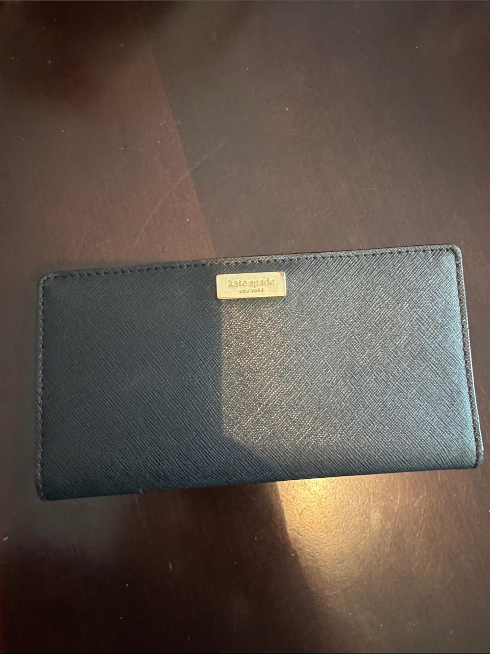 kate spade Black Wallet with Gold Logo Plaque